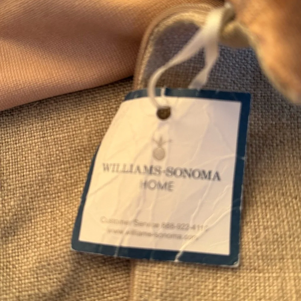 Williams Sonoma Blush and  Beige Linen Lumbar Pillow Covers Set